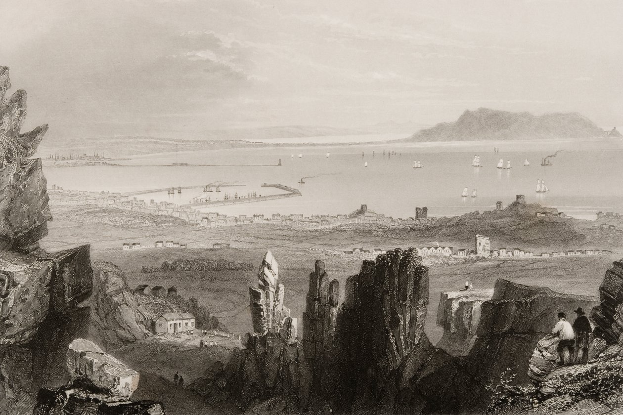 Baía de Dublin de Kingstown Quarries, de "Cenário e antiguidades da Irlanda", de George Virtue, de 1860 de William Henry Bartlett