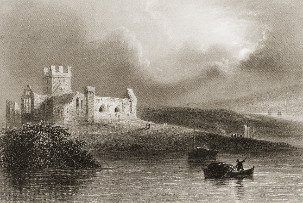 Abadia de Dunbrody, Condado de Wexford, na Irlanda, de "Cenário e Antiguidades da Irlanda", de George Virtue, de 1860 de William Henry Bartlett