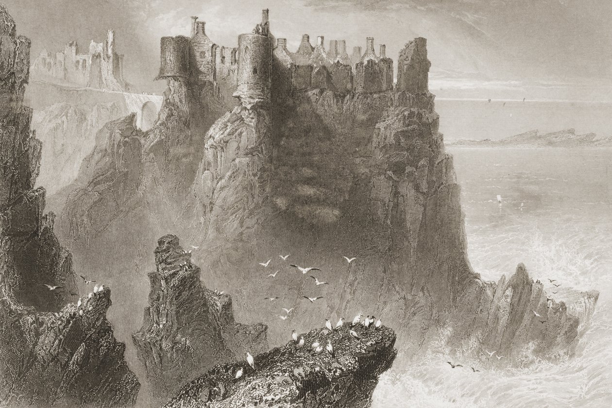 Castelo de Dunluce, Condado de Antrim, Irlanda do Norte, de &39;Cenário e antiguidades da Irlanda&39; por George Virtue, década de 1860 de William Henry Bartlett