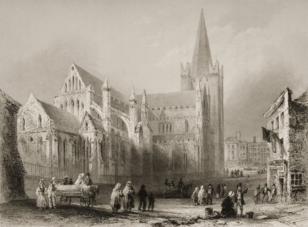 Exterior da Catedral de St. Patrick, em Dublin, de "Cenário e Antiguidades da Irlanda" por George Virtue, de 1860 de William Henry Bartlett