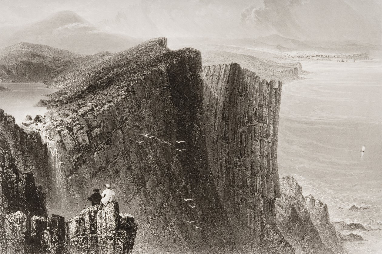 Fairhead, Condado de Antrim, Irlanda do Norte, de "Cenário e Antiguidades da Irlanda", de George Virtue, de 1860 de William Henry Bartlett