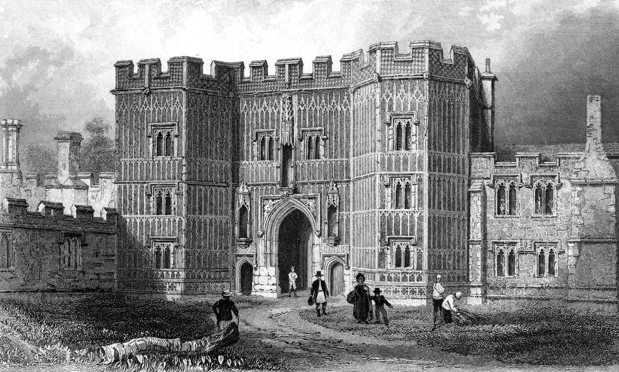 Porta de entrada do Priorado de St. Osyth, Essex, gravado por Henry Adland, 1833, 832 de William Henry Bartlett