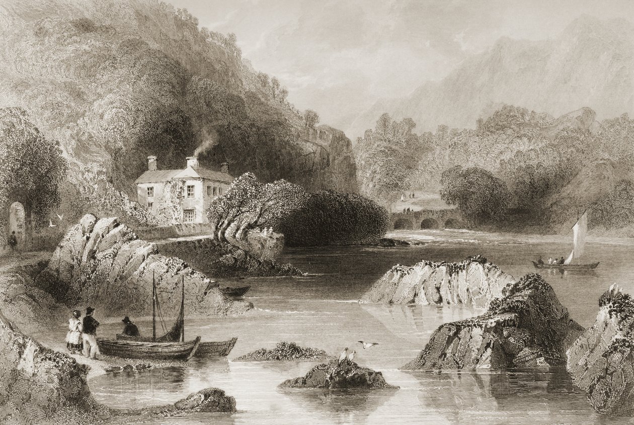 Gleengarriff Inn, Gleengarriff, Condado de Cork, de "Cenário e Antiguidades da Irlanda" por George Virtue, de 1860 de William Henry Bartlett