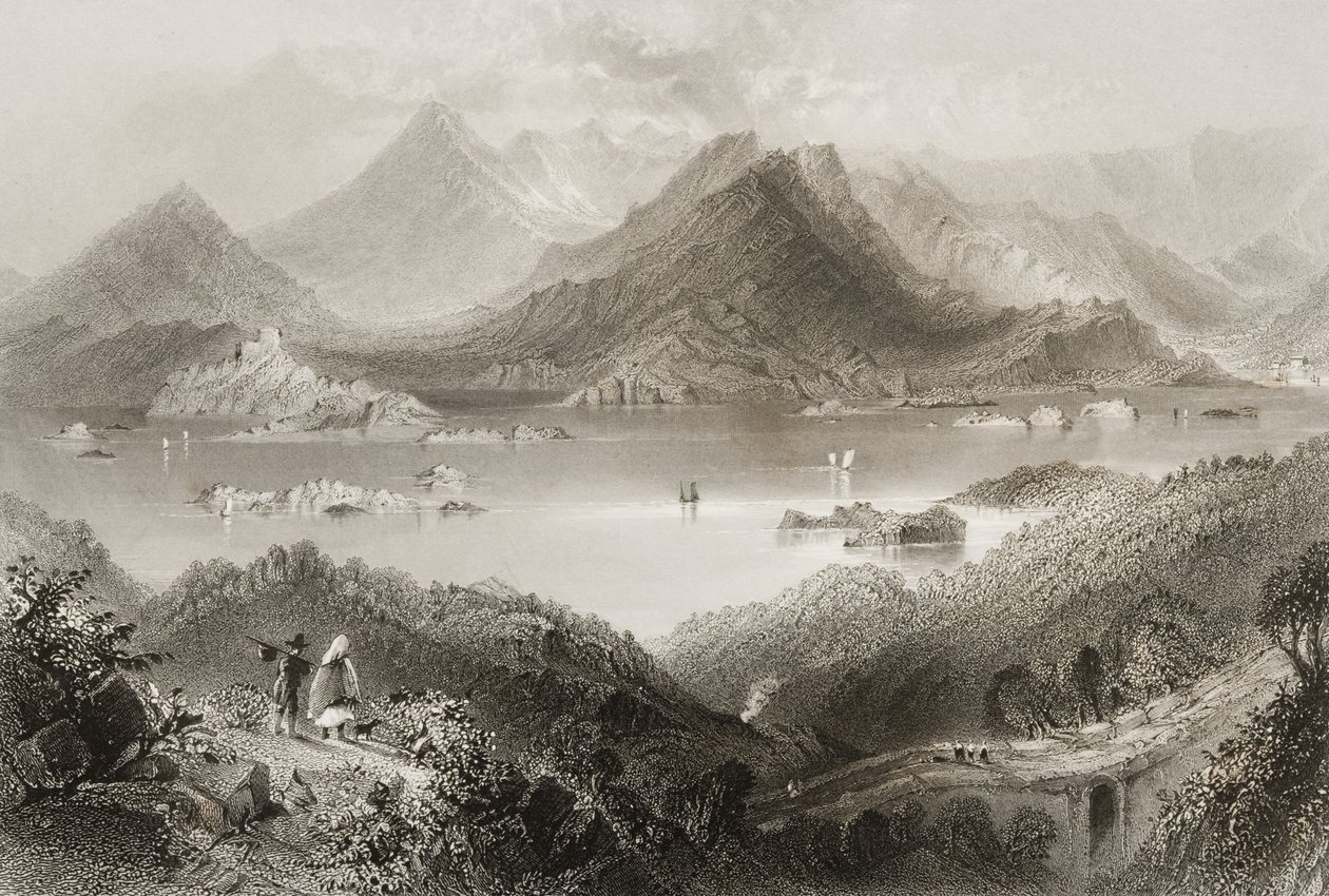 Glengarriff, Condado de Cork, na Irlanda, de "Cenário e Antiguidades da Irlanda" por George Virtue, de 1860 de William Henry Bartlett