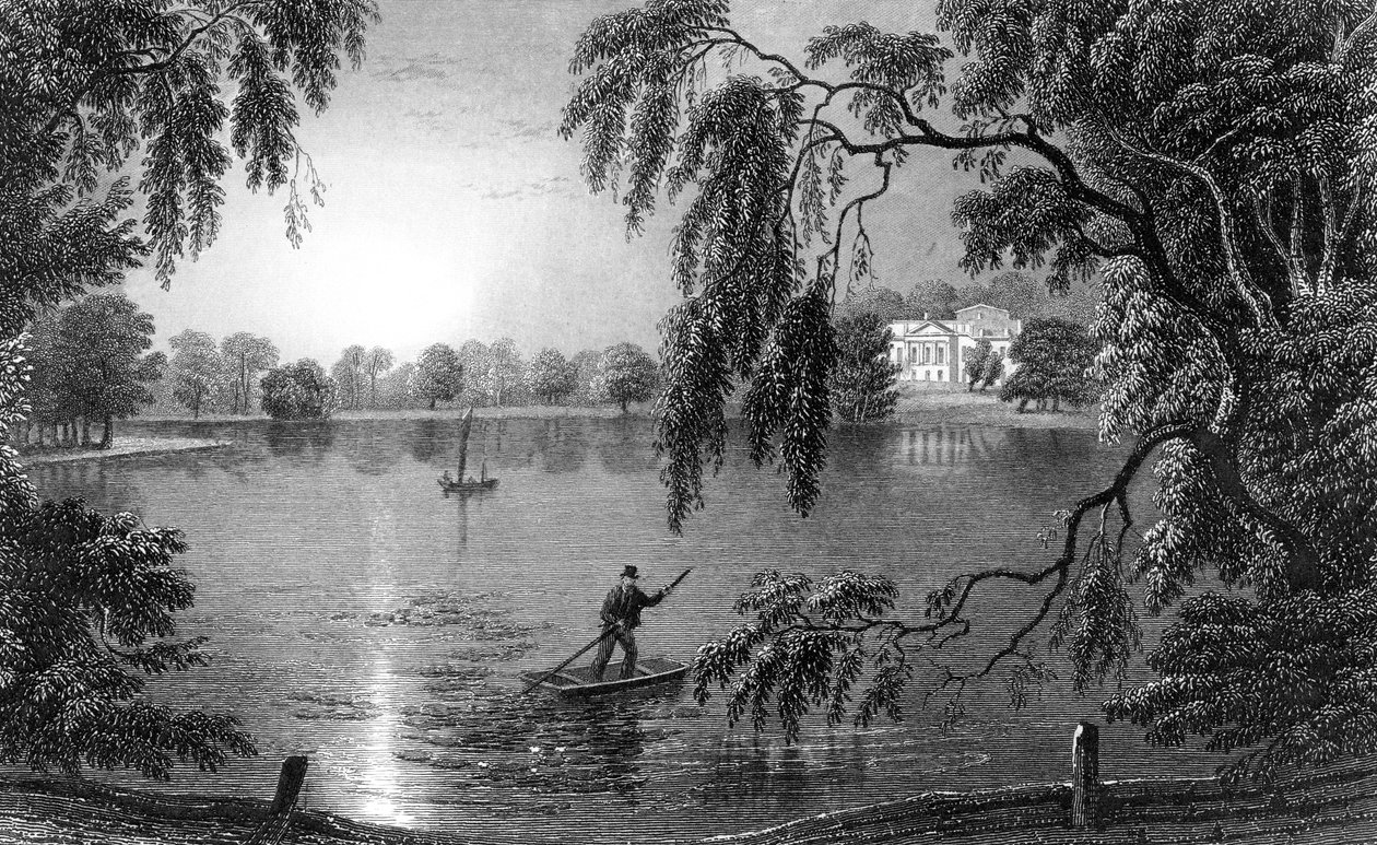 Gosfield Hall, da estrada Weathersfield, Essex, gravada por Charles Mottram, 1833 de William Henry Bartlett
