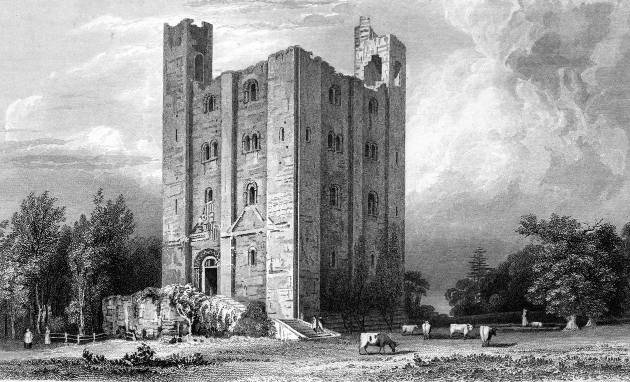 Hedingham Castle, Essex, gravado por John Carr Armytage, 1832 de William Henry Bartlett