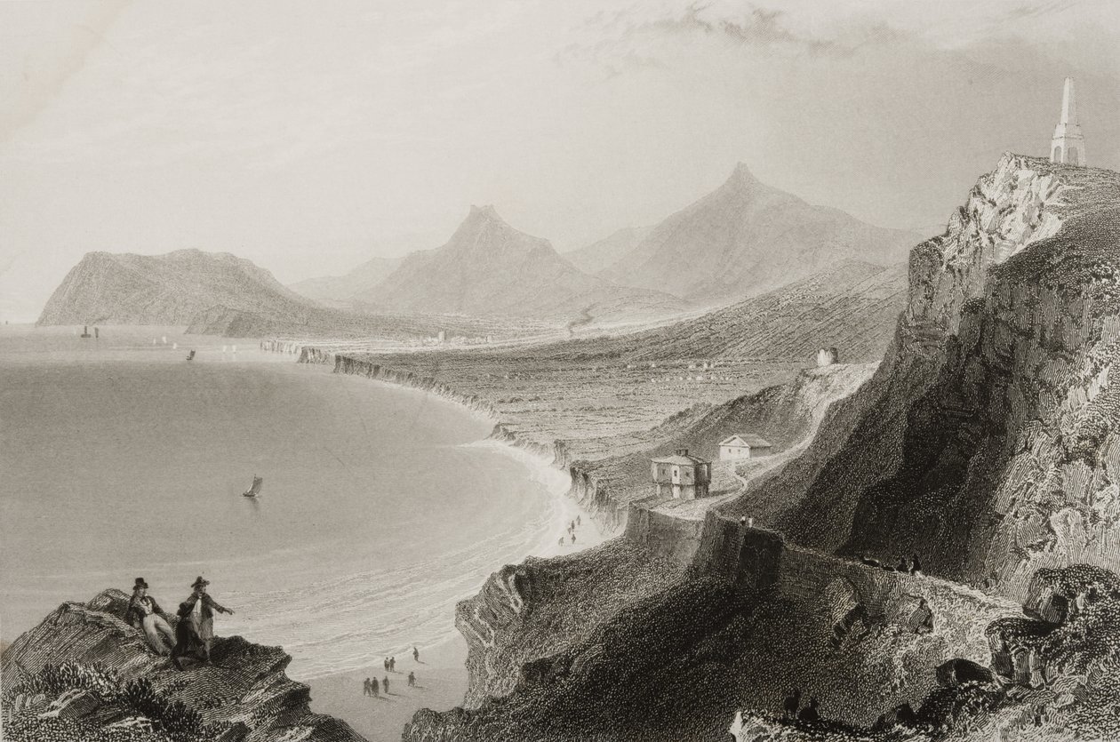 Killiney Bay, Condado de Dublin, na Irlanda, de "Cenário e Antiguidades da Irlanda" por George Virtue, de 1860 de William Henry Bartlett