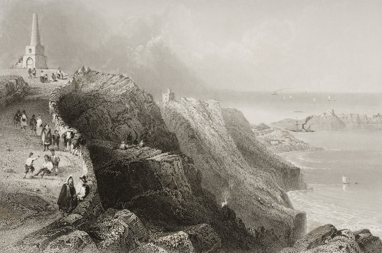 Killiney Hill, Condado de Dublin, na Irlanda, de "Cenário e Antiguidades da Irlanda" por George Virtue, de 1860 de William Henry Bartlett