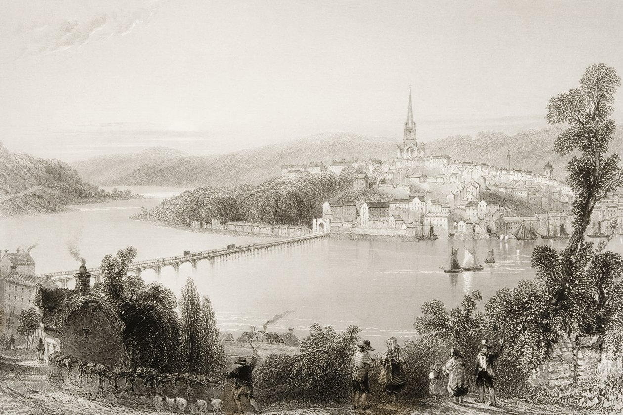 Londonderry, Condado de Londonderry, Irlanda do Norte, de &39;Cenário e antiguidades da Irlanda&39; por George Virtue, de 1860 de William Henry Bartlett