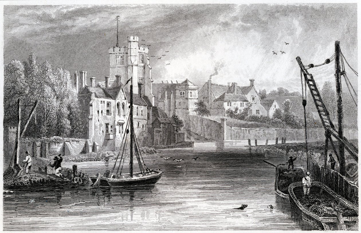 Maidstone forma a água, Kent, 1832 de William Henry Bartlett