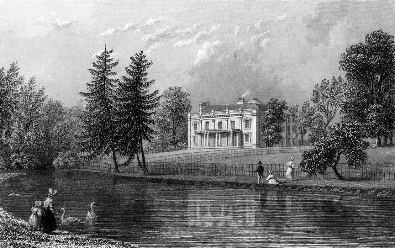 Mouro Hall, perto de Harlow, Essex, gravado por John Rogers, 1833 de William Henry Bartlett