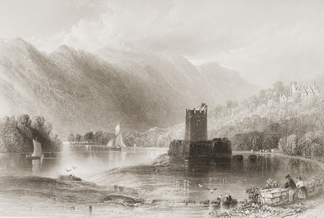 Castelo estreito de água, Condado de Down, Irlanda do Norte, de &39;Cenário e antiguidades da Irlanda&39; por George Virtue, de 1860 de William Henry Bartlett