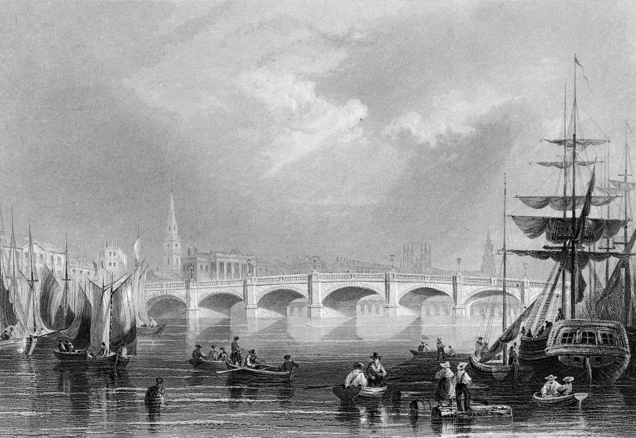 Ponte Nova e Broomielaw, Glasgow, c.1840 de William Henry Bartlett