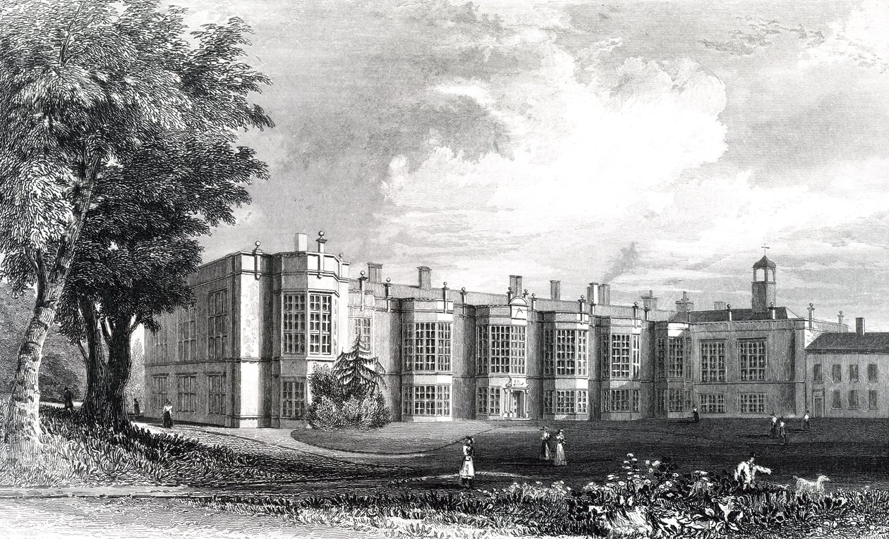 New Hall, perto de Chelmsford, Essex, gravado por William Watkins, c.1832 de William Henry Bartlett