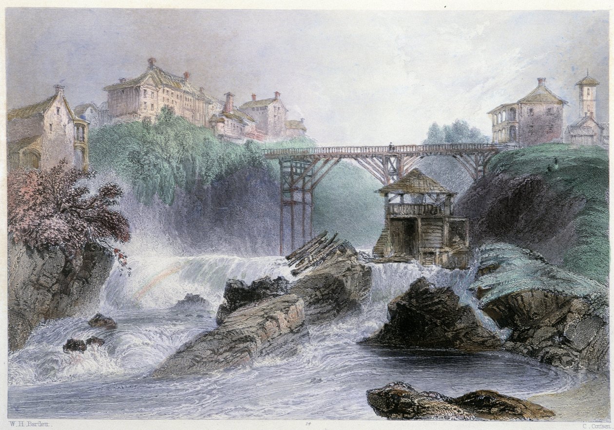 Pont à Sherbrooke - em "Canadian Scenary illustrated" por William Henri Barlett, ed. George Virtue de William Henry Bartlett
