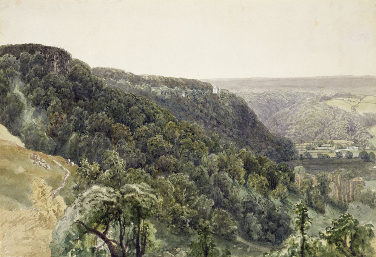 Abadia de Rievaulx do Oeste (aquarela e lápis sobre papel) de William Henry Bartlett