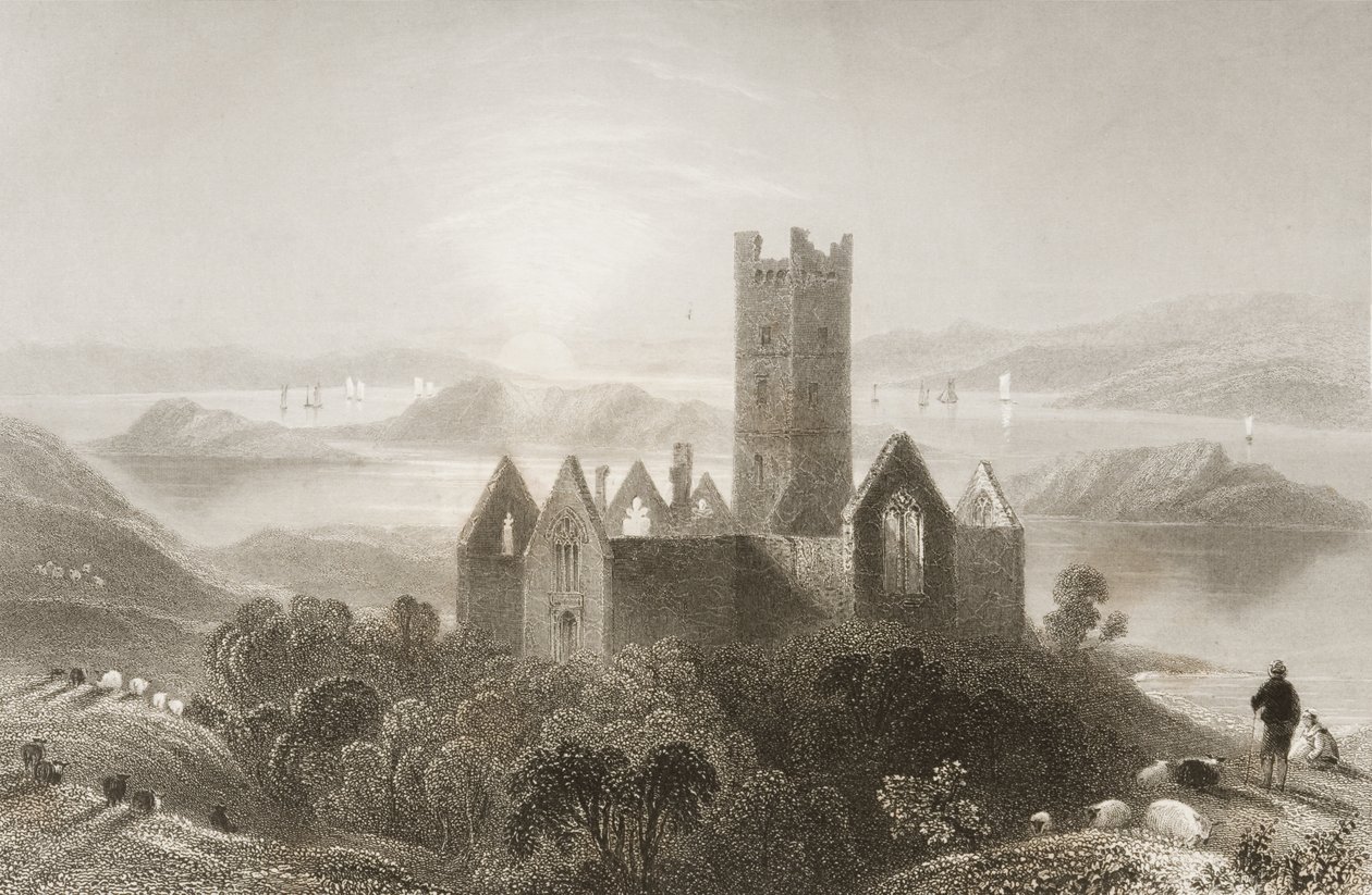 Abadia de Roserk, Condado de Mayo, na Irlanda, de &39;Cenário e antiguidades da Irlanda&39; por George Virtue, de 1860 de William Henry Bartlett