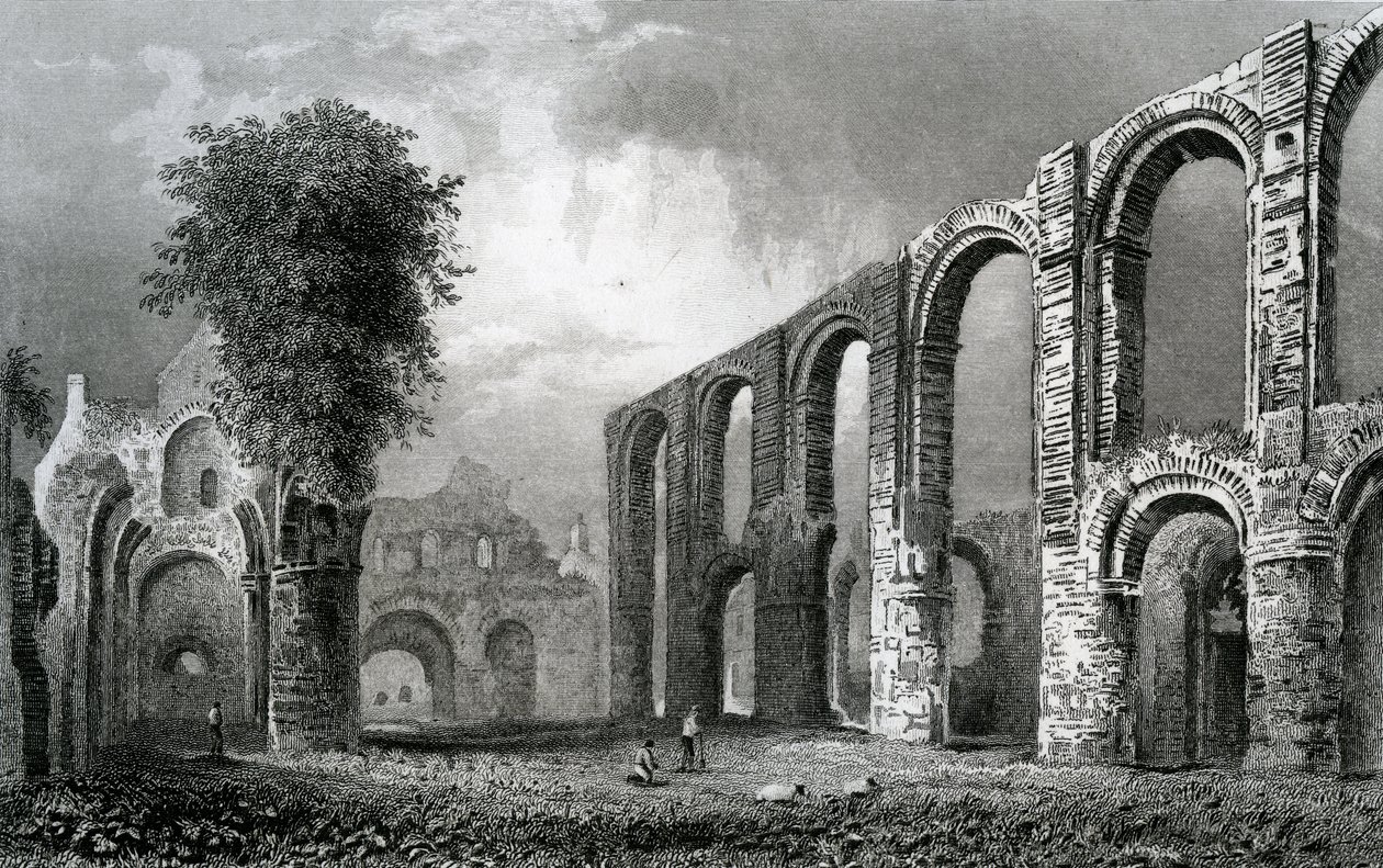 Igreja do convento do St. Botolph, Colchester, Essex, gravado por John Rogers, 1832 de William Henry Bartlett
