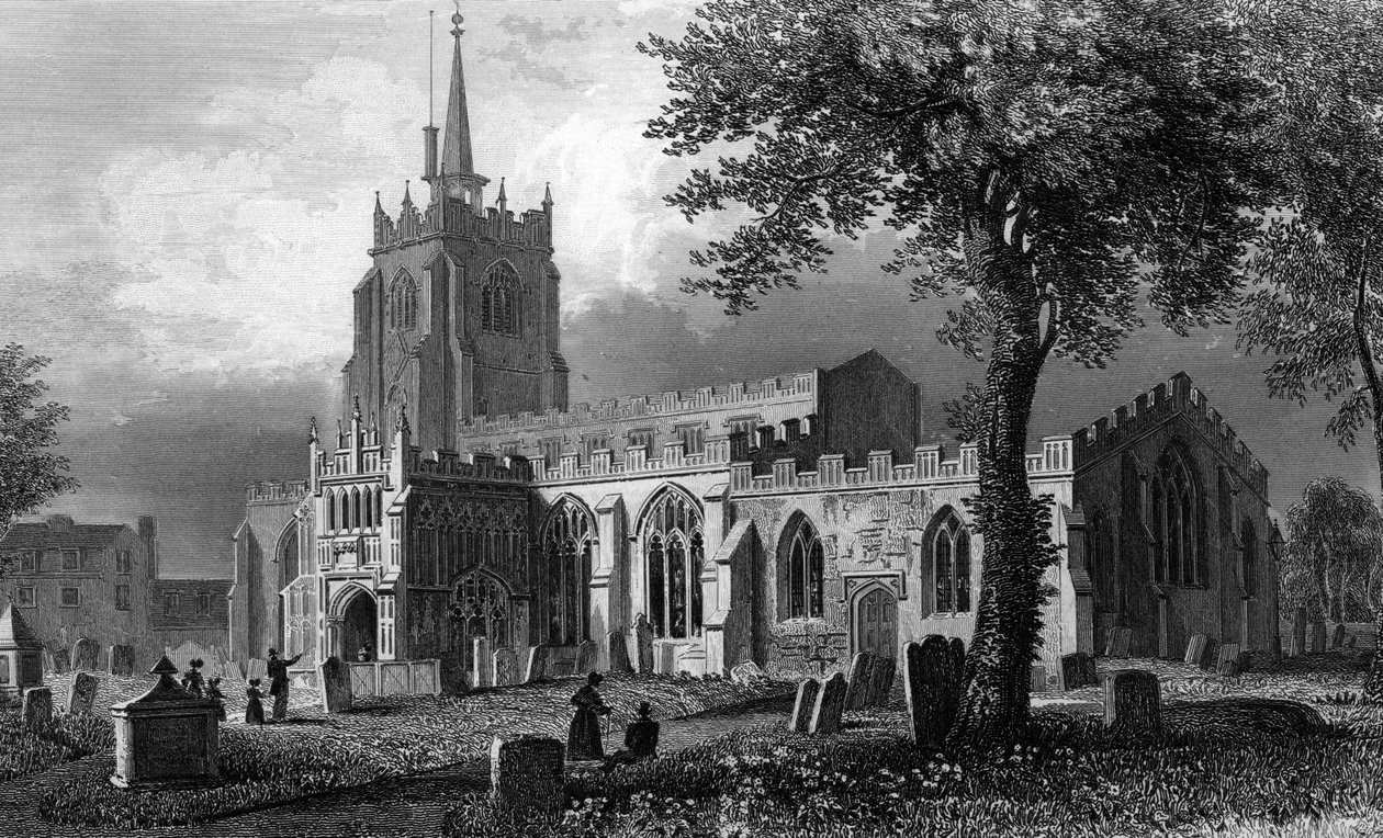 Igreja de Santa Maria, Chelmsford, gravada por William Watkins, 1832 de William Henry Bartlett