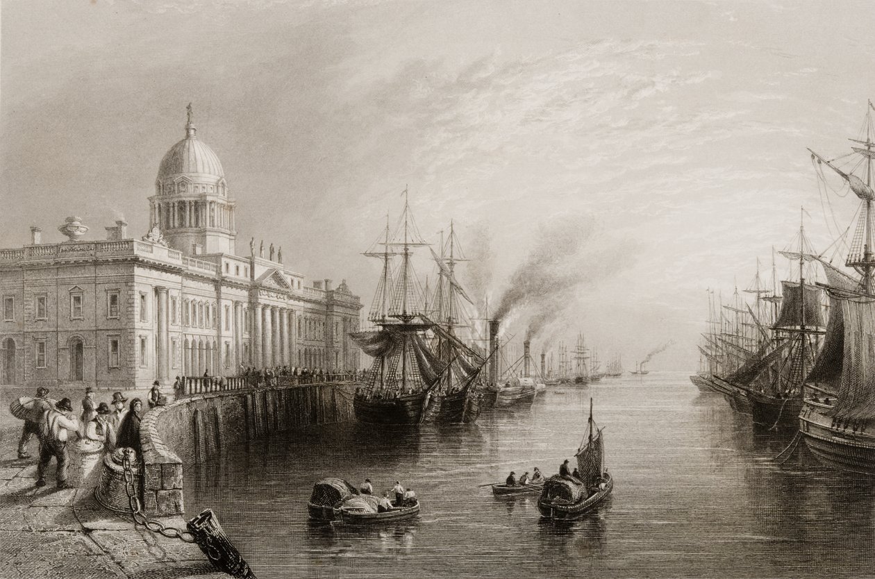 A alfândega, Dublin, de &39;Cenário e antiguidades da Irlanda&39; por George Virtue, de 1860 de William Henry Bartlett