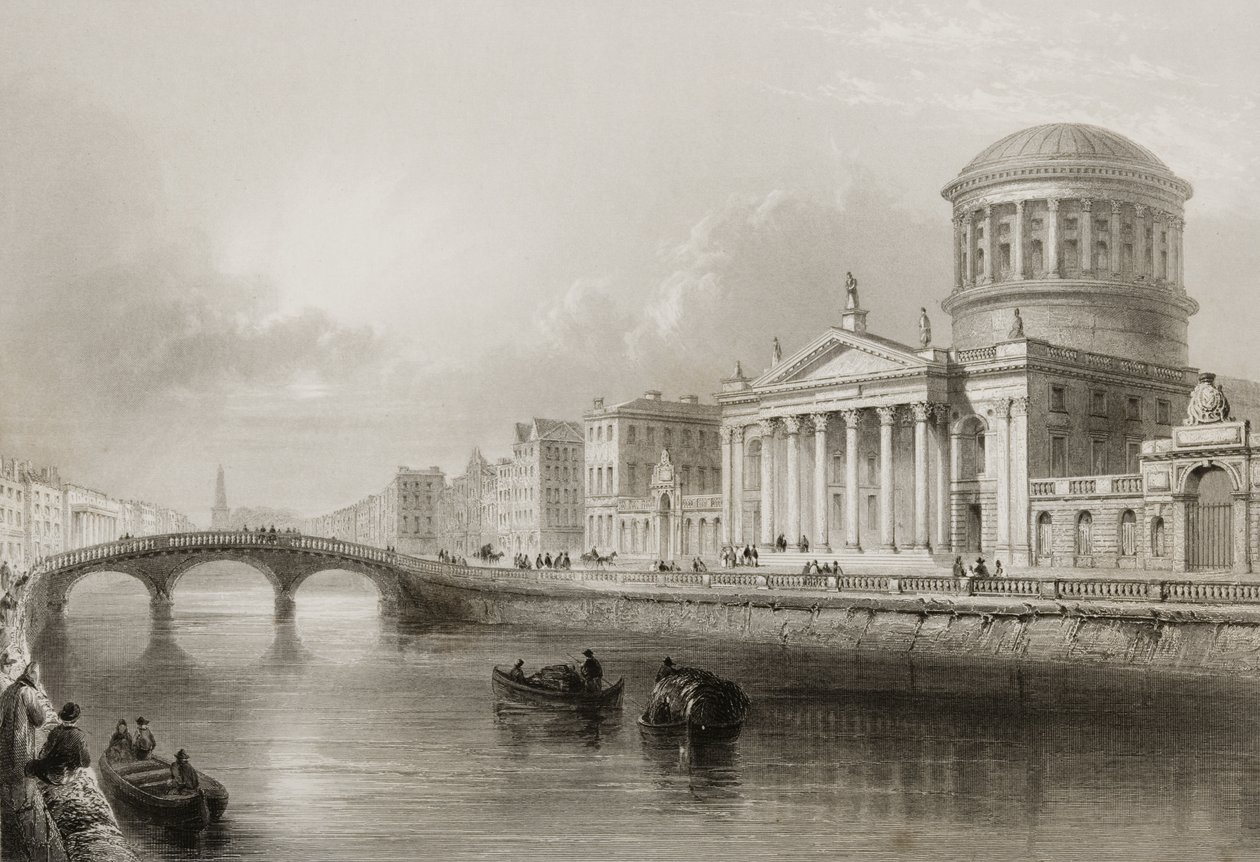 The Four Courts, Dublin, de &39;Cenário e Antiguidades da Irlanda&39; por George Virtue, de 1860 de William Henry Bartlett