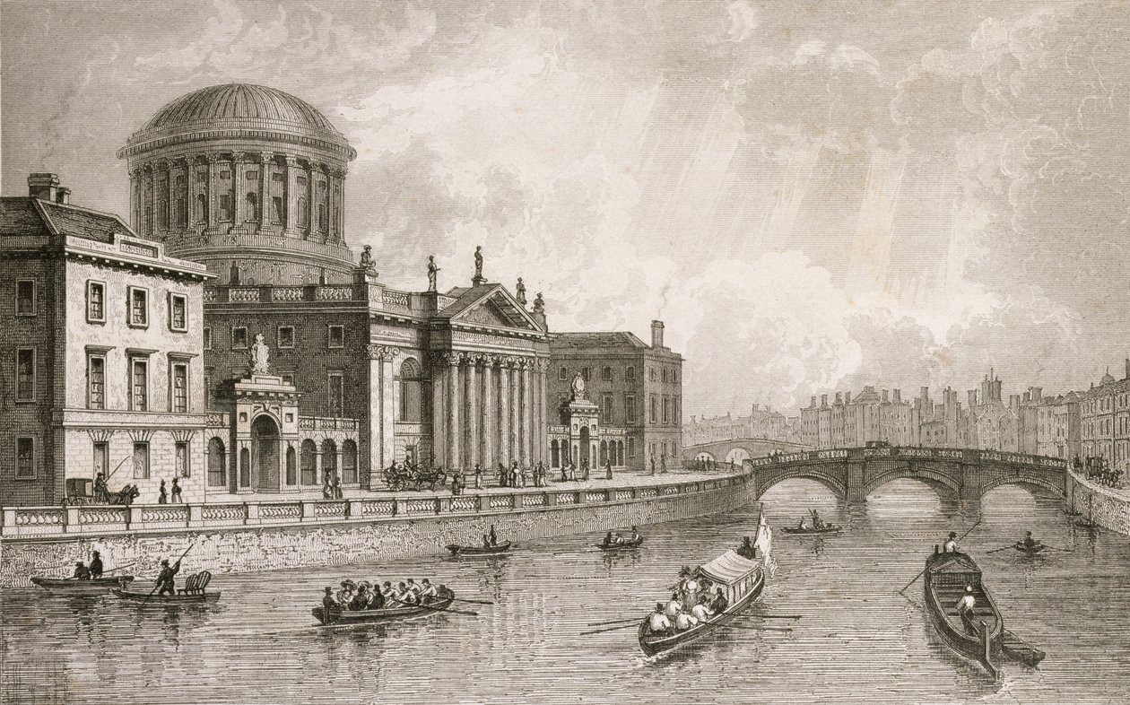 As quatro cortes da lei, Dublin, gravadas por Owen de William Henry Bartlett