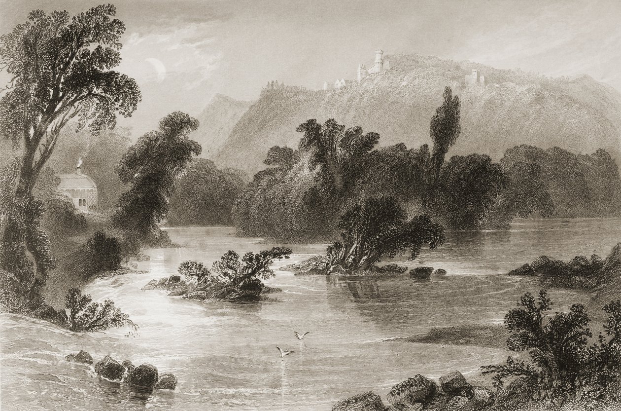 O Encontro da Água, Vale de Avoca, Condado de Wicklow, de &39;Cenário e Antiguidades da Irlanda&39; por George Virtue, década de 1860 de William Henry Bartlett