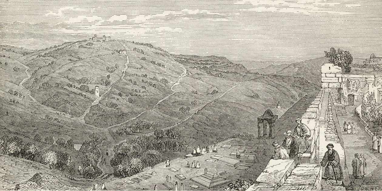 O Monte das Oliveiras, em Jerusalém, do "The Imperial Bible Dictionary", publicado por Blackie und Son, c.1880s de William Henry Bartlett