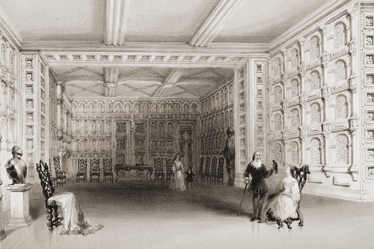 O quarto de carvalho, Malahide Castle, Condado de Dublin, na Irlanda, de &39;Cenário e antiguidades da Irlanda&39; por George Virtue, de 1860 de William Henry Bartlett