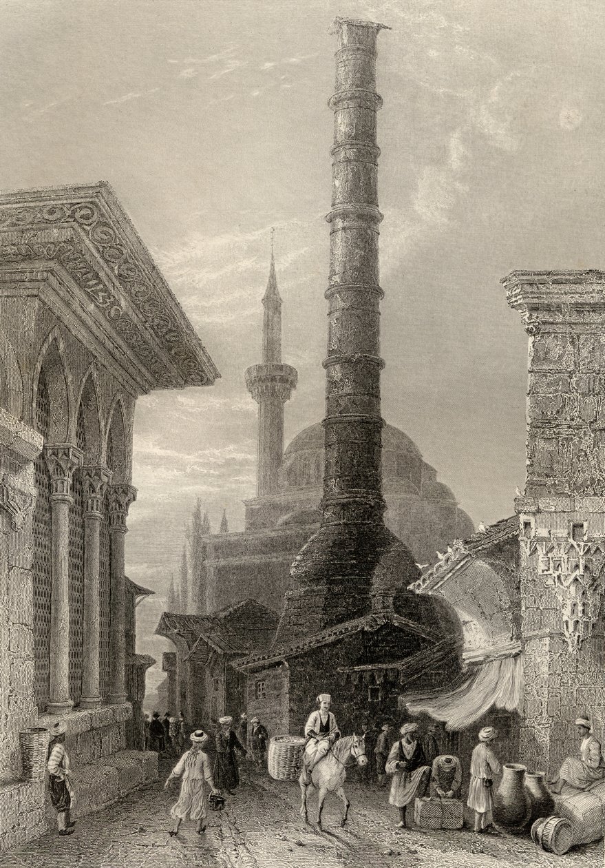 O Tchernberle Tash, Constantinopla, Istambul, Turquia, gravada por J. Carter de William Henry Bartlett