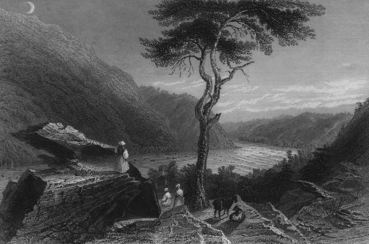 O Vale do Shenandoah, de Jefferson Rock, 1838 de William Henry Bartlett