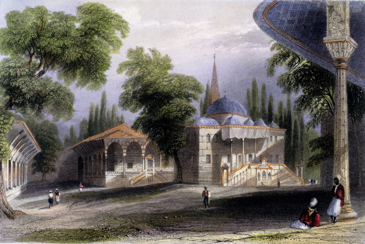 Terceiro tribunal do Serai Bownou, 1850 (aquatinta colorida) de William Henry Bartlett