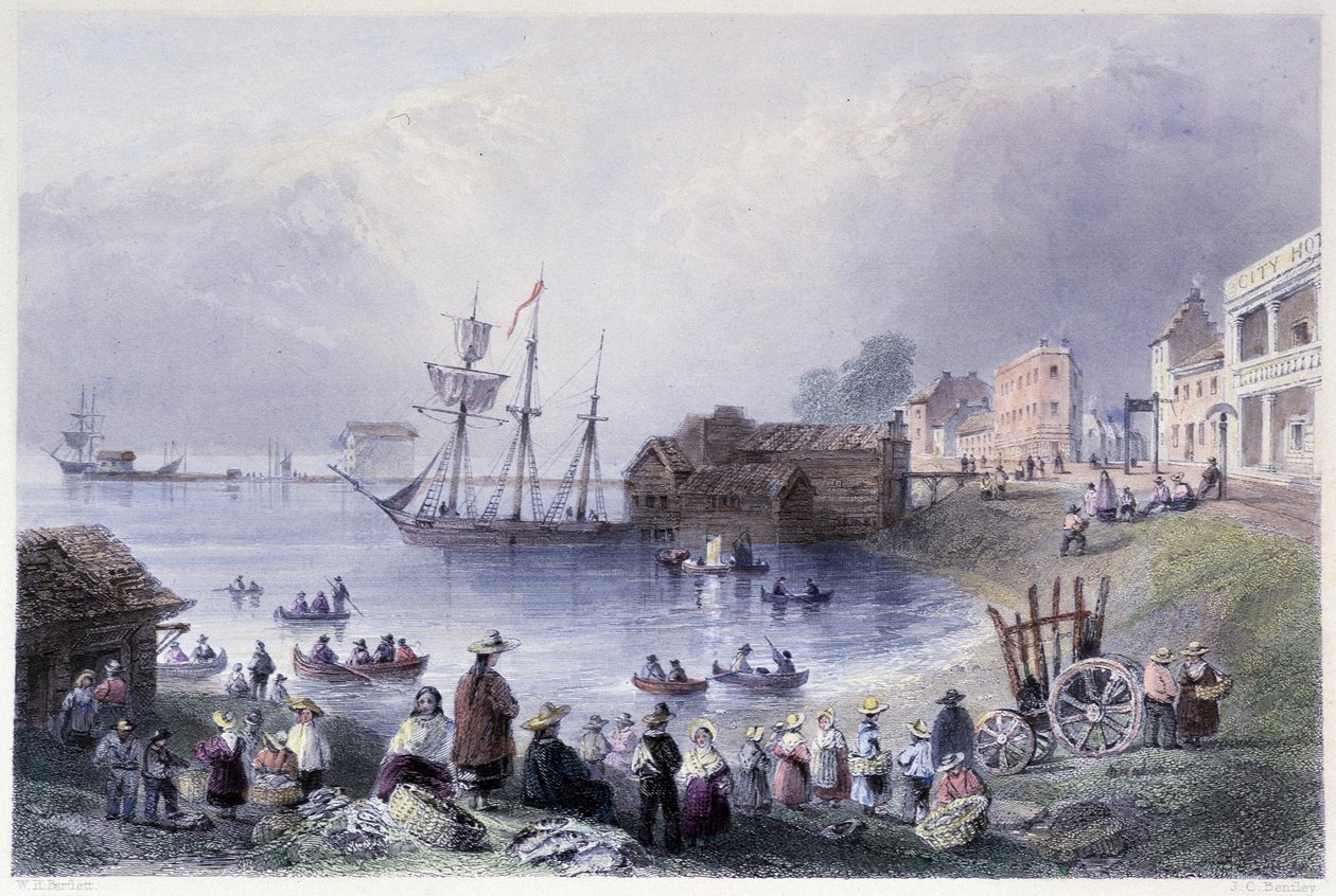 O Primeiro Mercado de Toronto - em "Canadian scenery illustrated" por Bartlett W. H. de William Henry Bartlett