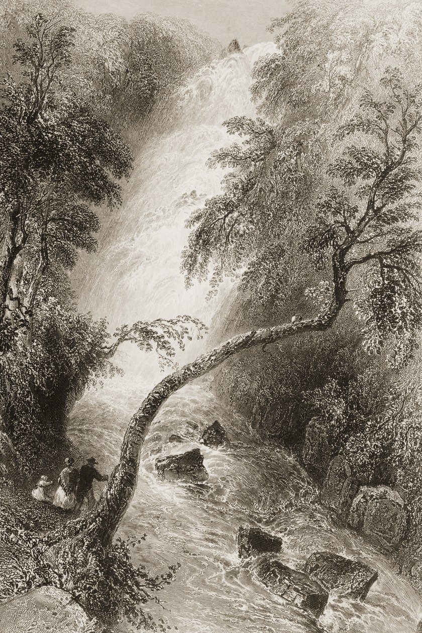 Cachoeira de Turc, Condado de Killarney, Irlanda, de &39;Cenário e antiguidades da Irlanda&39; por George Virtue, de 1860 de William Henry Bartlett