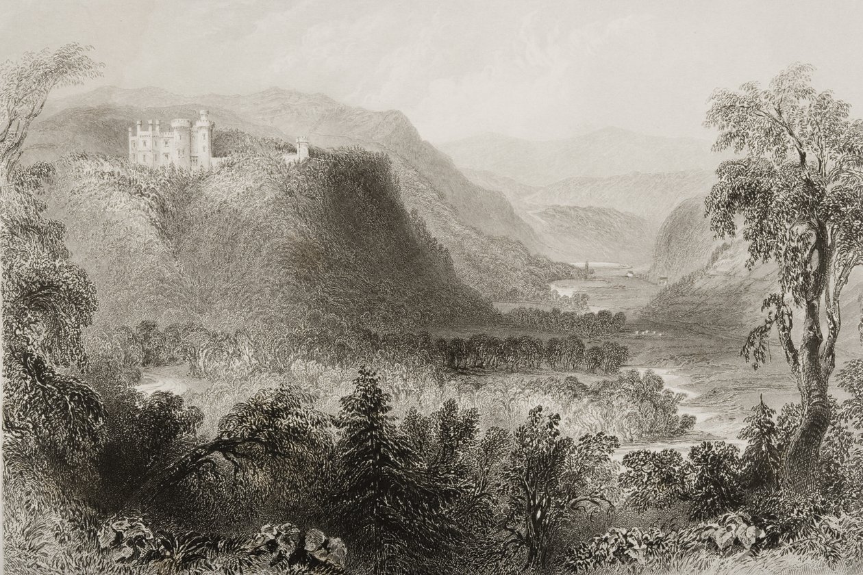 Vale de Avoca, Condado de Wicklow, Irlanda, de "Cenário e Antiguidades da Irlanda" por George Virtue, década de 1860 de William Henry Bartlett