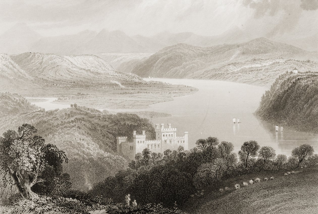 Vale da Água Negra entre Youghal (Condado de Cork) e Lismore (Condado de Waterford), na Irlanda, de "Cenário e Antiguidades da Irlanda" por George Virtue, de 1860 de William Henry Bartlett