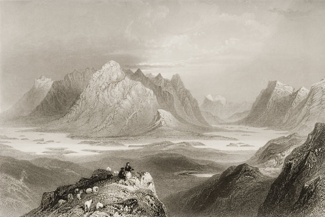Vista, de, Cloonacartin, colina, connemara, município, galway, de, &39;Scenery, and, antiquities, de, Ireland&39;, por, george, virtue, 1860s de William Henry Bartlett