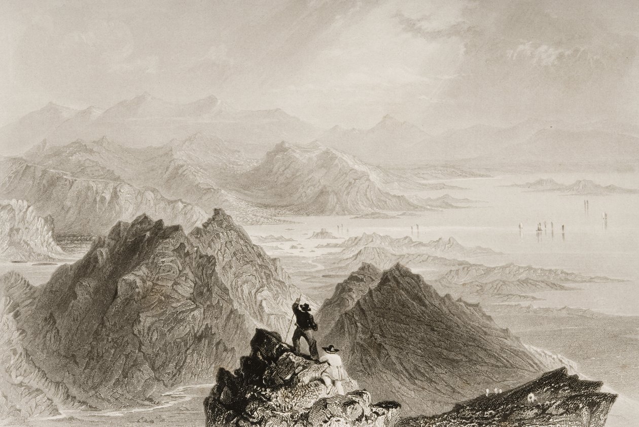 Vista da Baía de Bantry do Pão de Açúcar, Condado de Cork, de &39;Cenário e antiguidades da Irlanda&39; por George Virtue, de 1860 de William Henry Bartlett