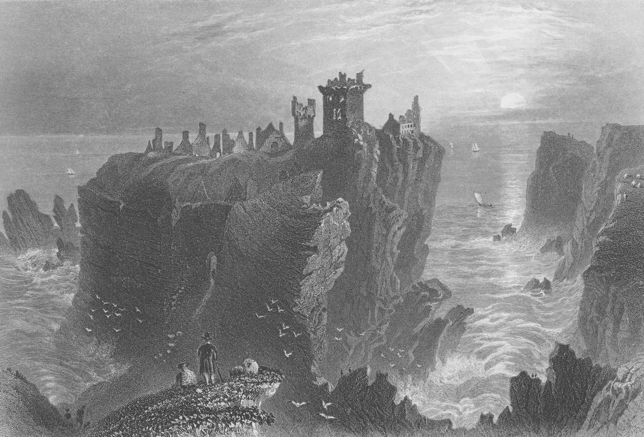 Vista, de, Dunottar, castelo, perto, stonehaven de William Henry Bartlett