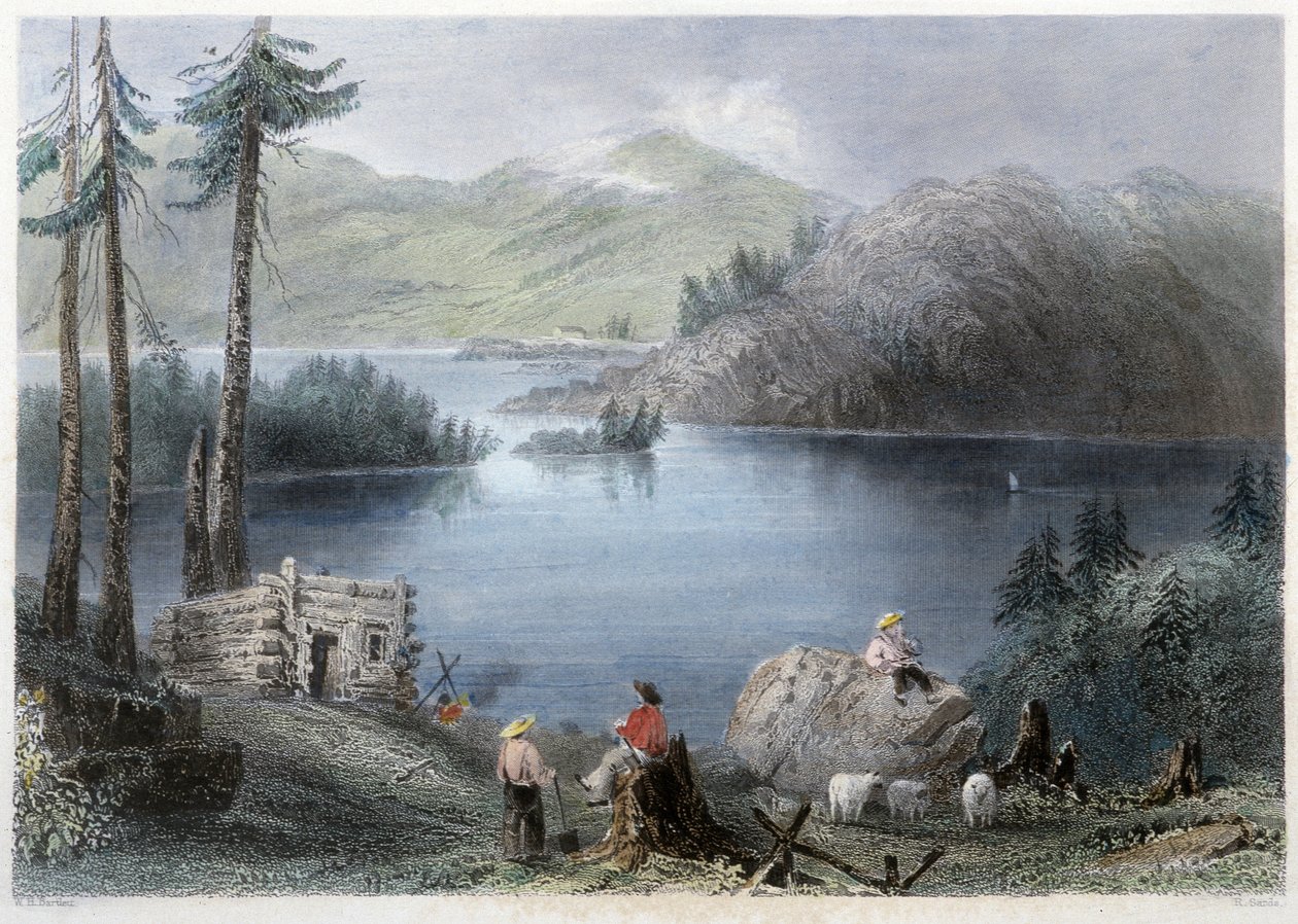 Vista do Lago e da Fronteira - em "Canadian scenery illustrated" por Bartlett W. H. de William Henry Bartlett