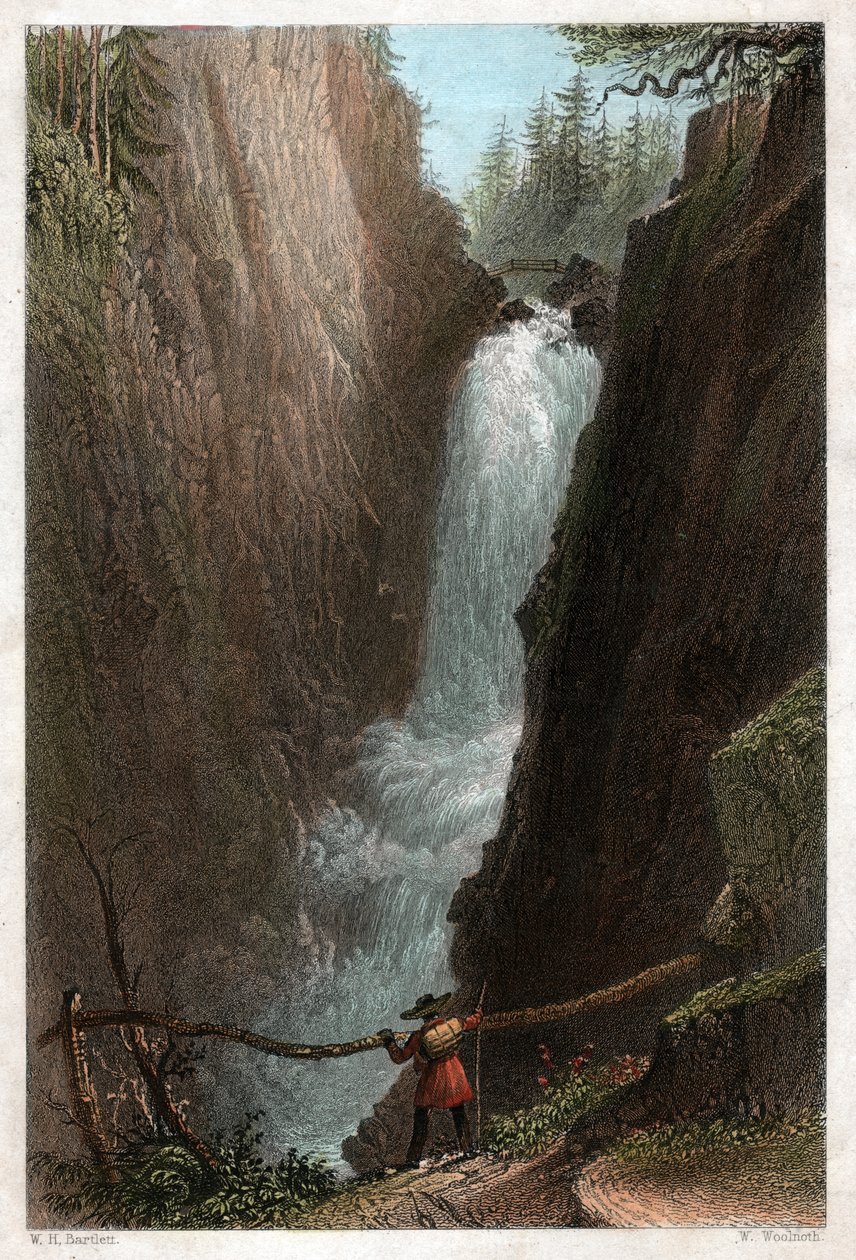Cataratas do Aar. (Gravura, ca. 1850) de William Henry Bartlett