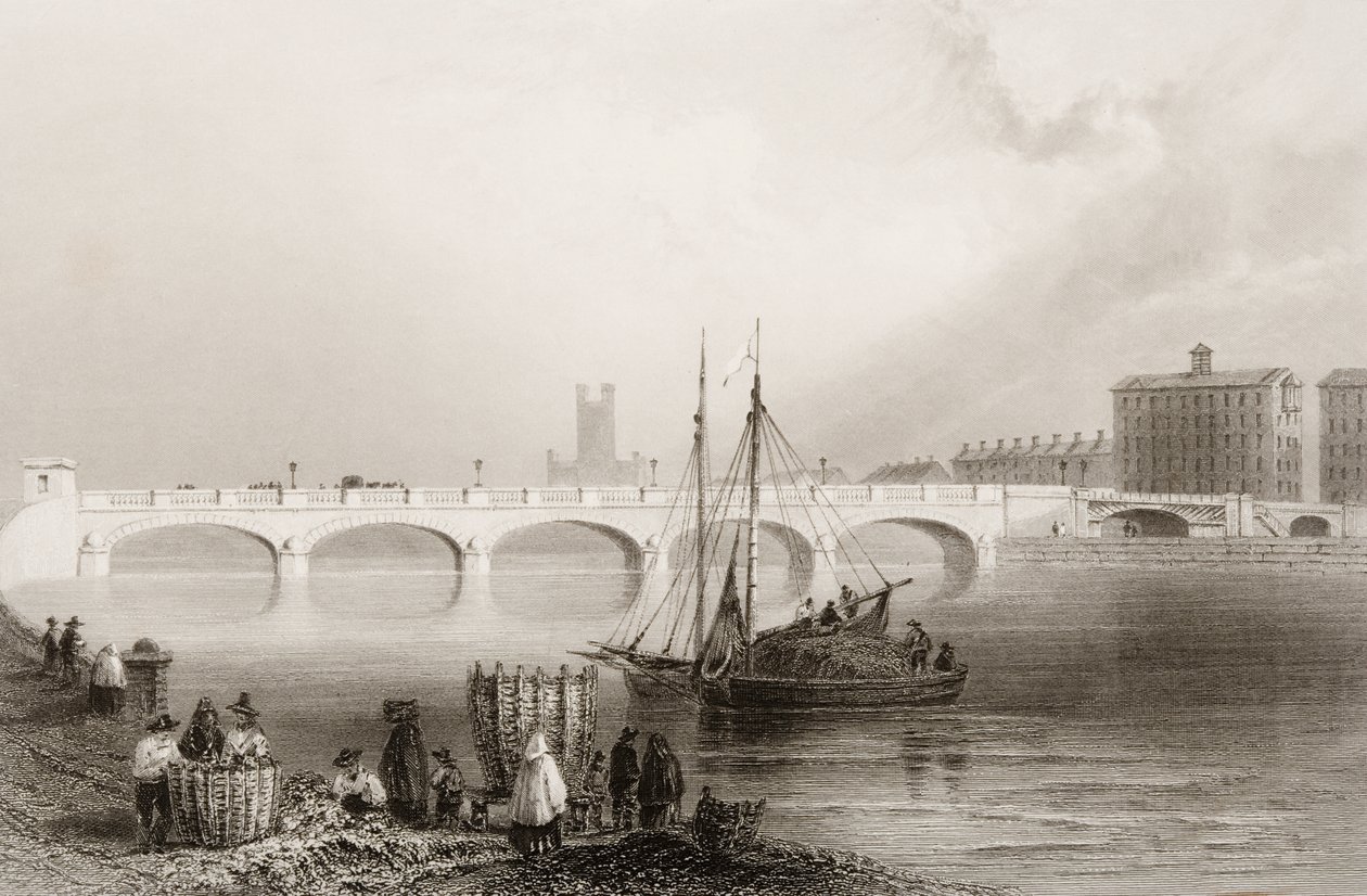 Wellesley Bridge, Limerick, Irlanda, de "Cenário e Antiguidades da Irlanda" por George Virtue, de 1860 de William Henry Bartlett