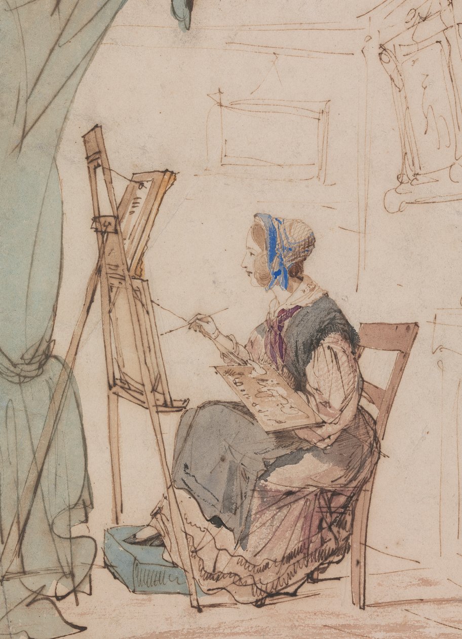 Retrato de um desenho de uma rapariga de William Henry Brooke