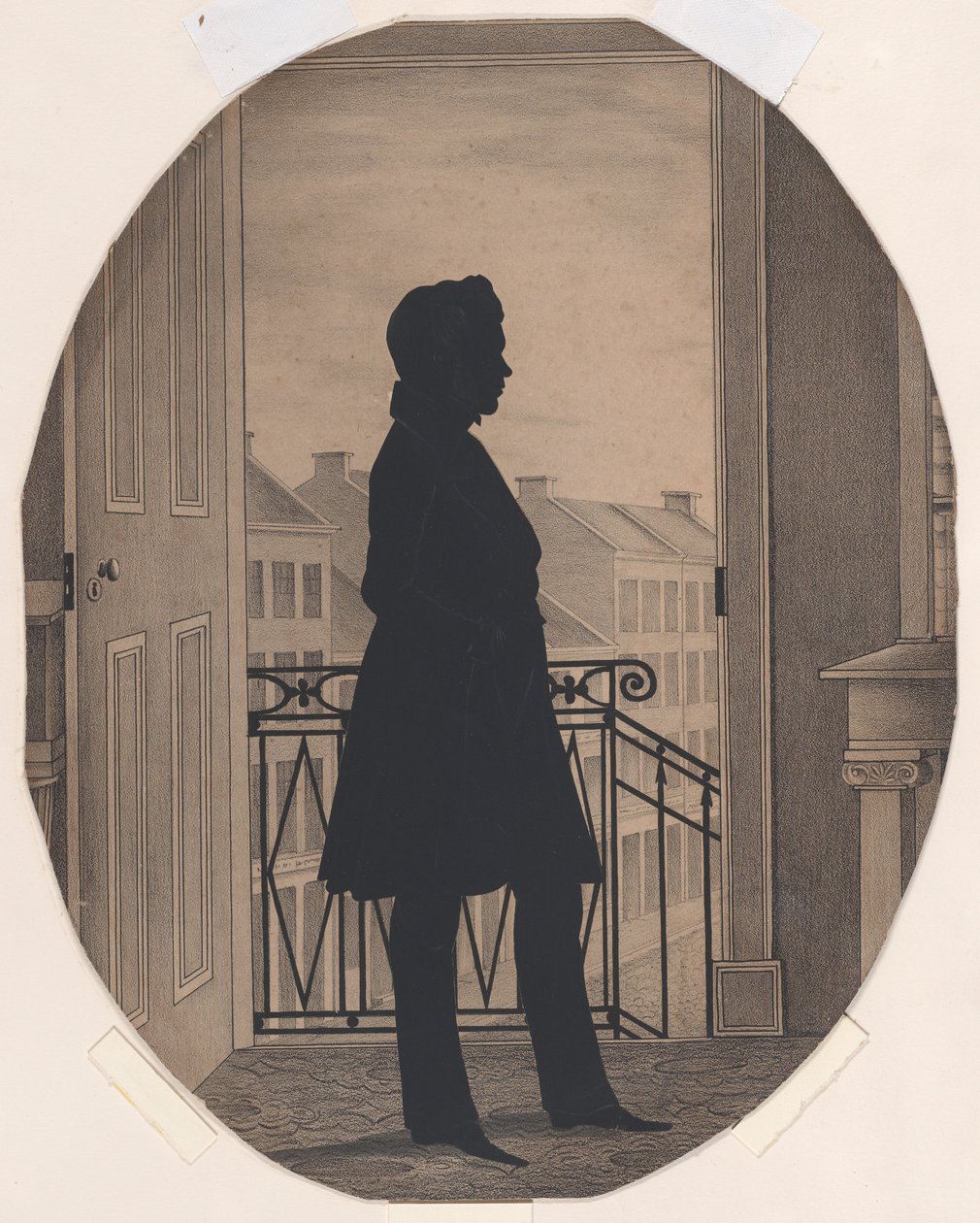 Silhueta de um jovem antes de uma janela aberta, de frente para a direita, antes de 1860. de William Henry Brown