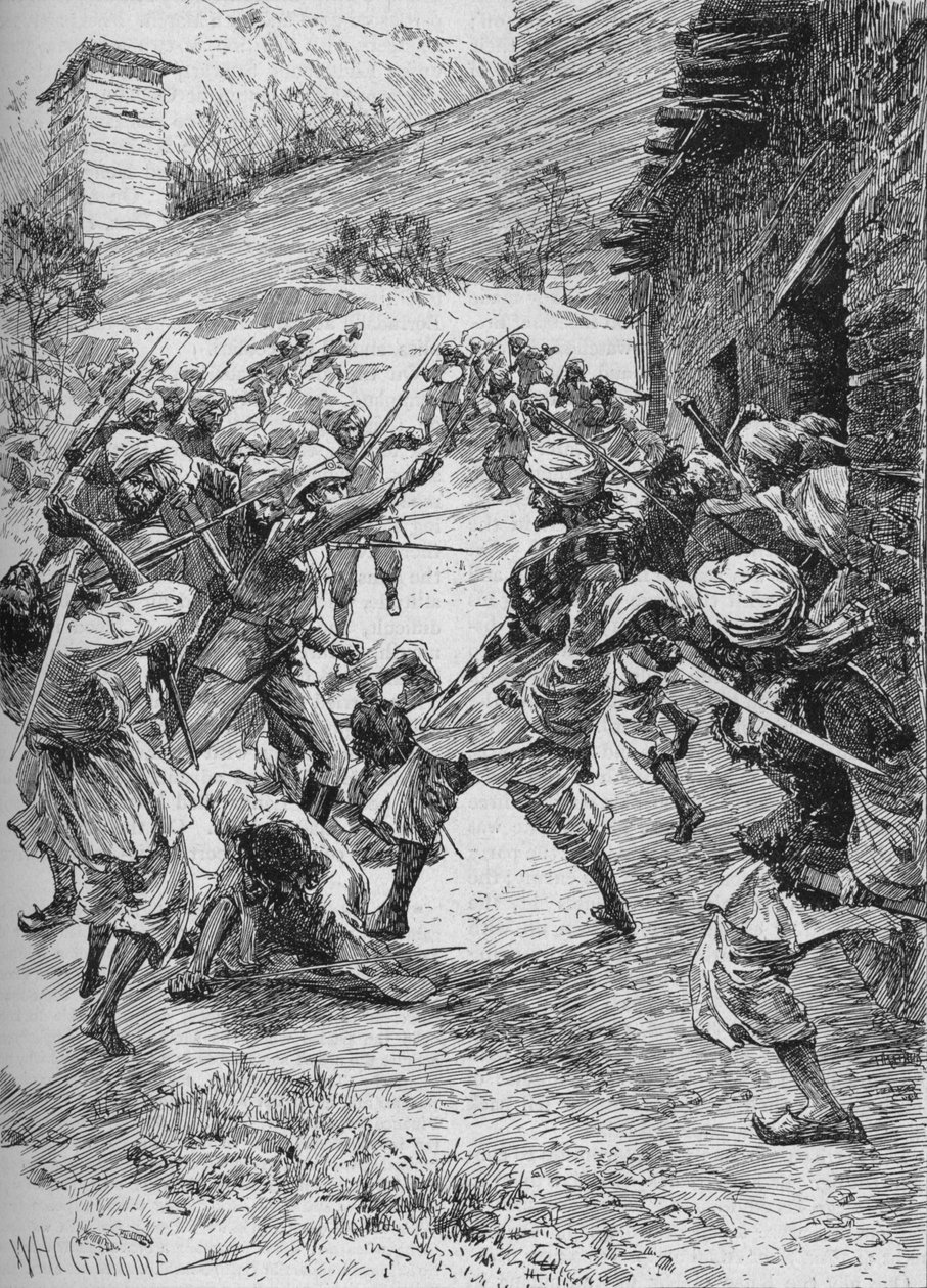 O tenente Harley, à frente de quarenta sikhs e sessenta caxemires, invadiu a casa pela boca de William Henry Charles Groome