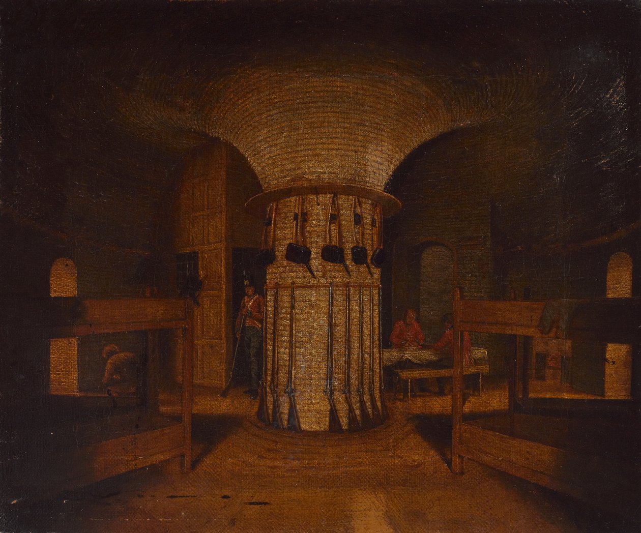 O interior de um quartel, possivelmente numa Torre Martello, c.1812 (óleo sobre tela) de William Henry Ford