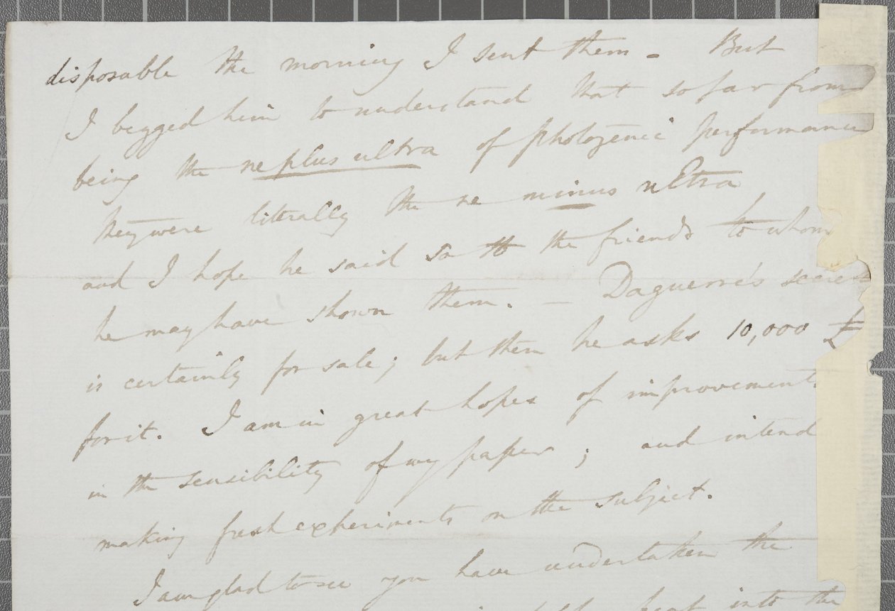 Carta assinada de William Henry Fox Talbot para James David Forbes, 1839 de William Henry Fox Talbot