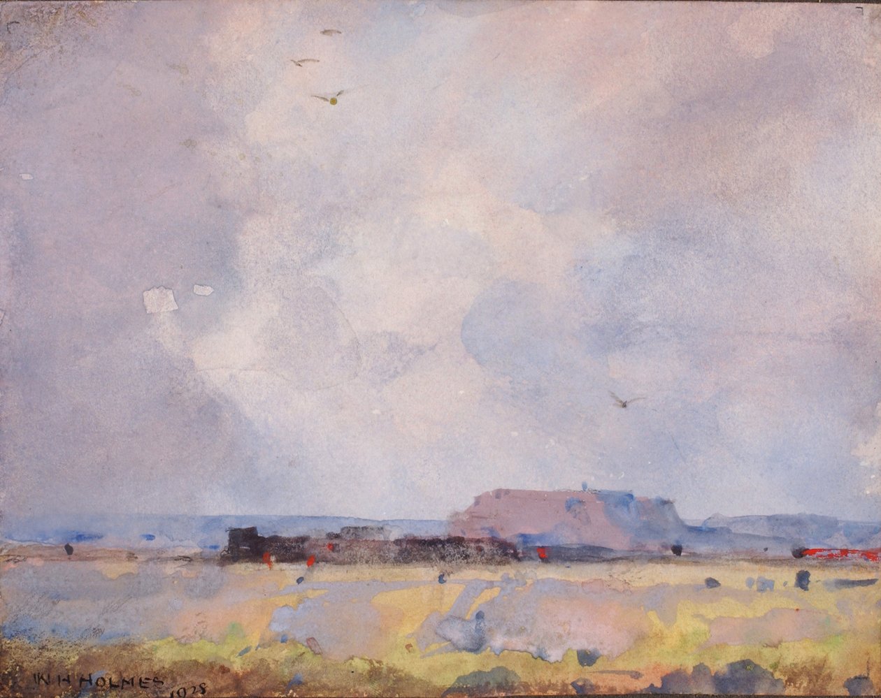 No País da Planície, com um Pueblo habitado, 1929. de William Henry Holmes