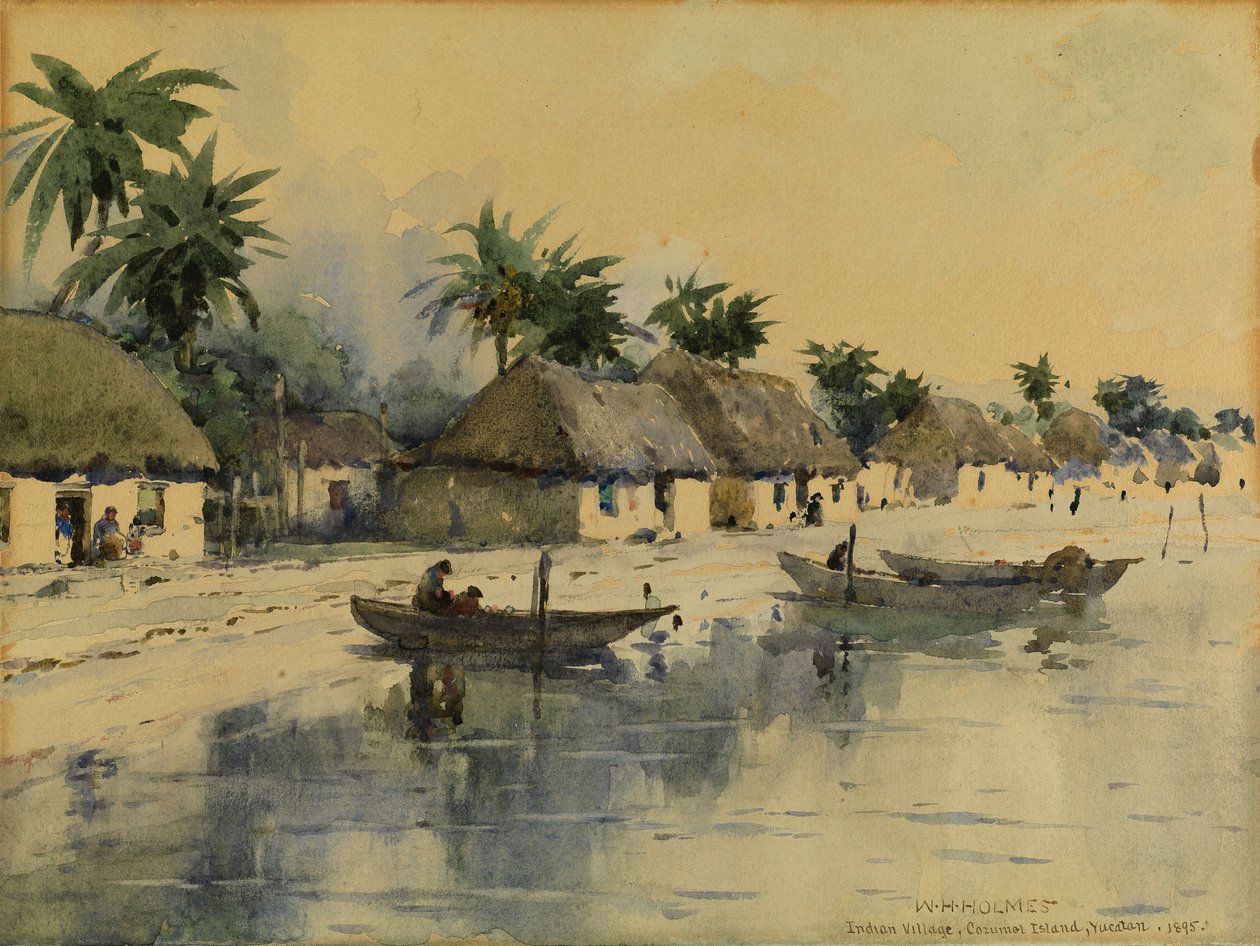Aldeia indígena, Ilha de Cozumel, Yucatan de William Henry Holmes