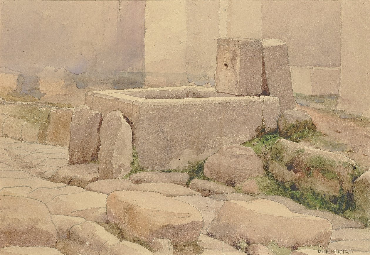 Fonte Pompeiana e bebedouro para cavalos, 1880 de William Henry Holmes
